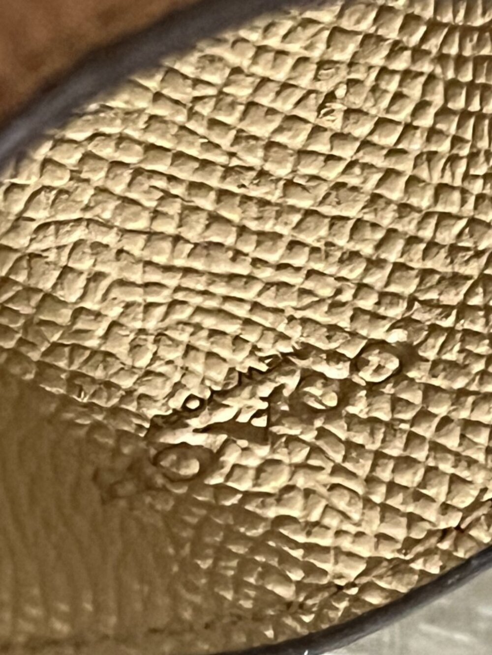 COACH Beige/Yellow Slim Crossgrain Leather Card Case Wallet - Picture 4 of 5